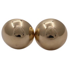 Polished Dome Gold Button Earrings