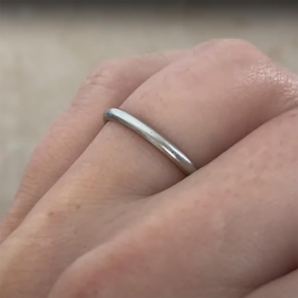 Polished Finish Plain Eternity Wedding Band, Platinum In Excellent Condition For Sale In New York, NY