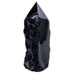Polished Free-Forming Black Obsidian Point with Natural Forming Indentions