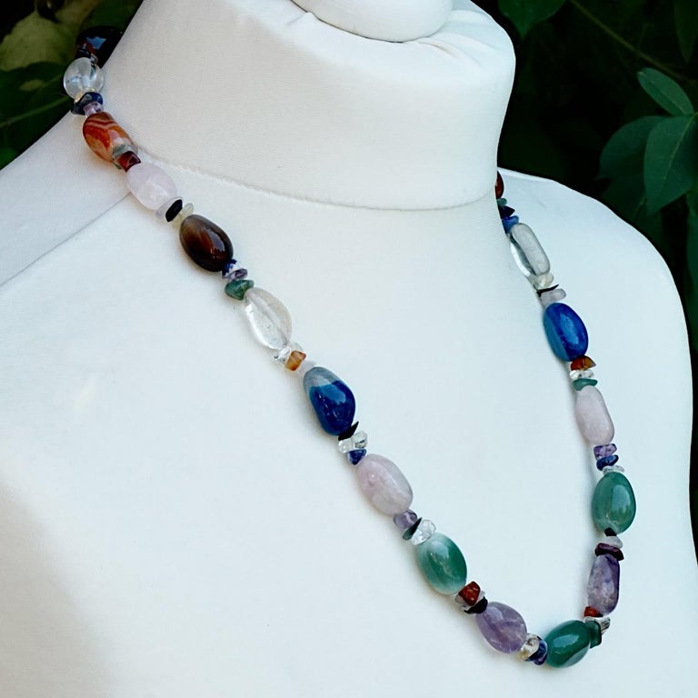 Collier Perles En Agate - 41-45 Cm - Très Bon état - Pierres Semi-précieuses