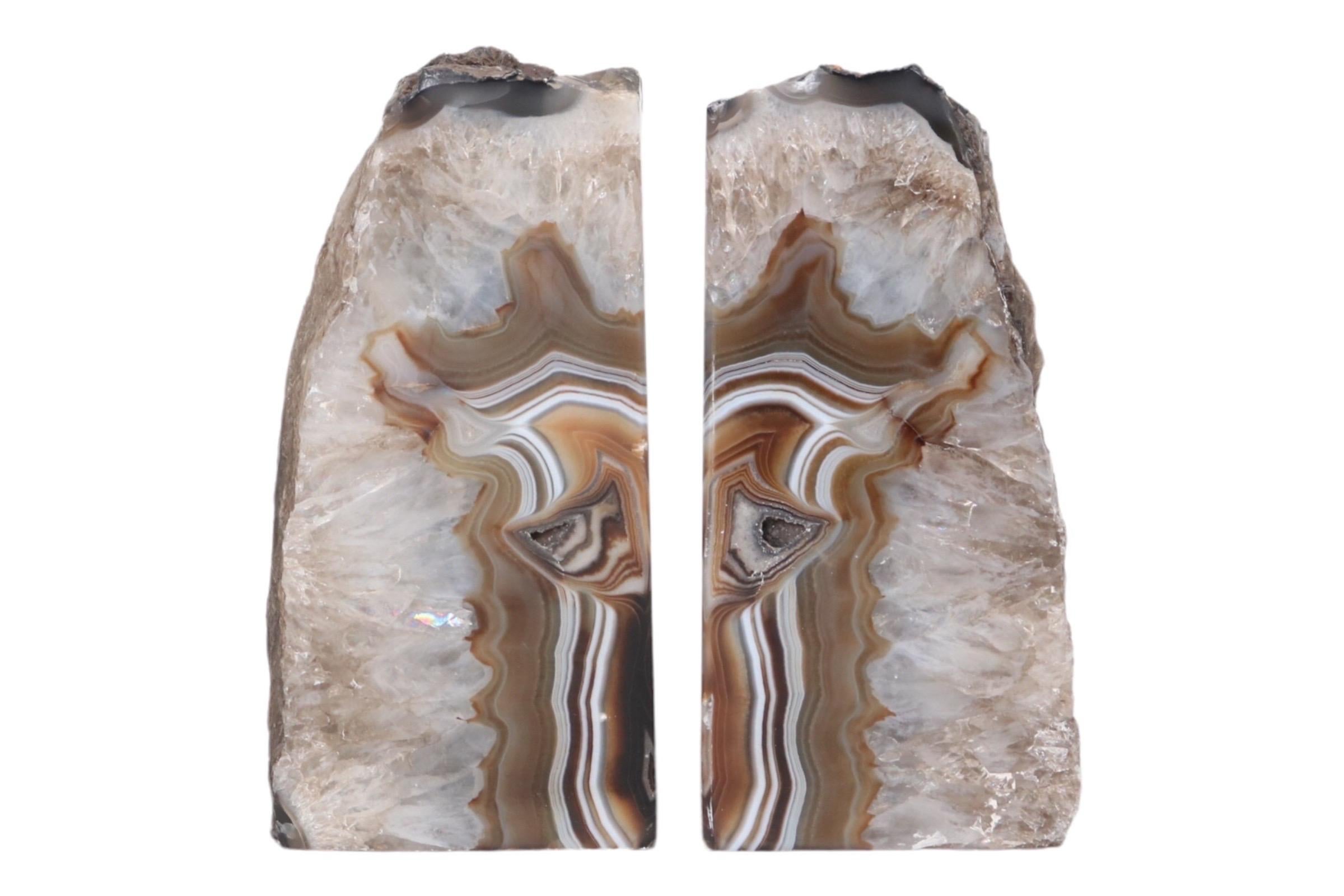 Bohemian Polished Geode Bookends, a Pair