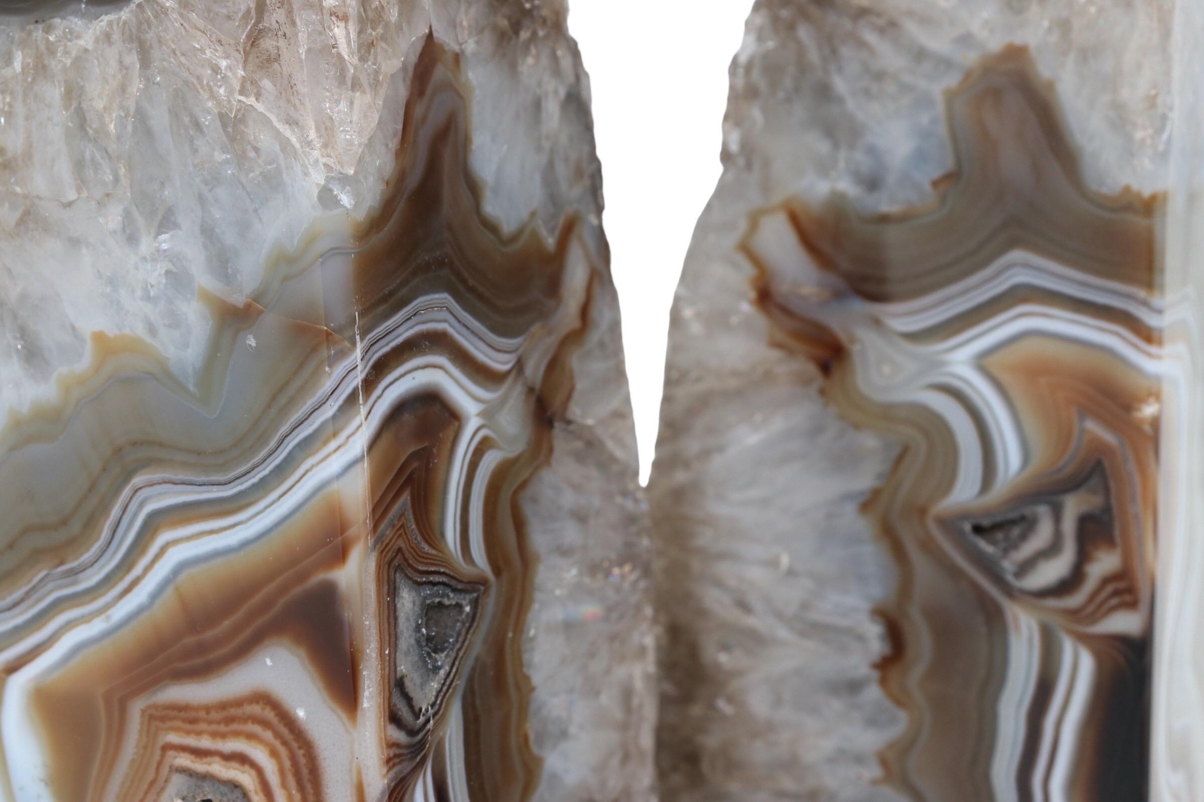 Brazilian Polished Geode Bookends, a Pair