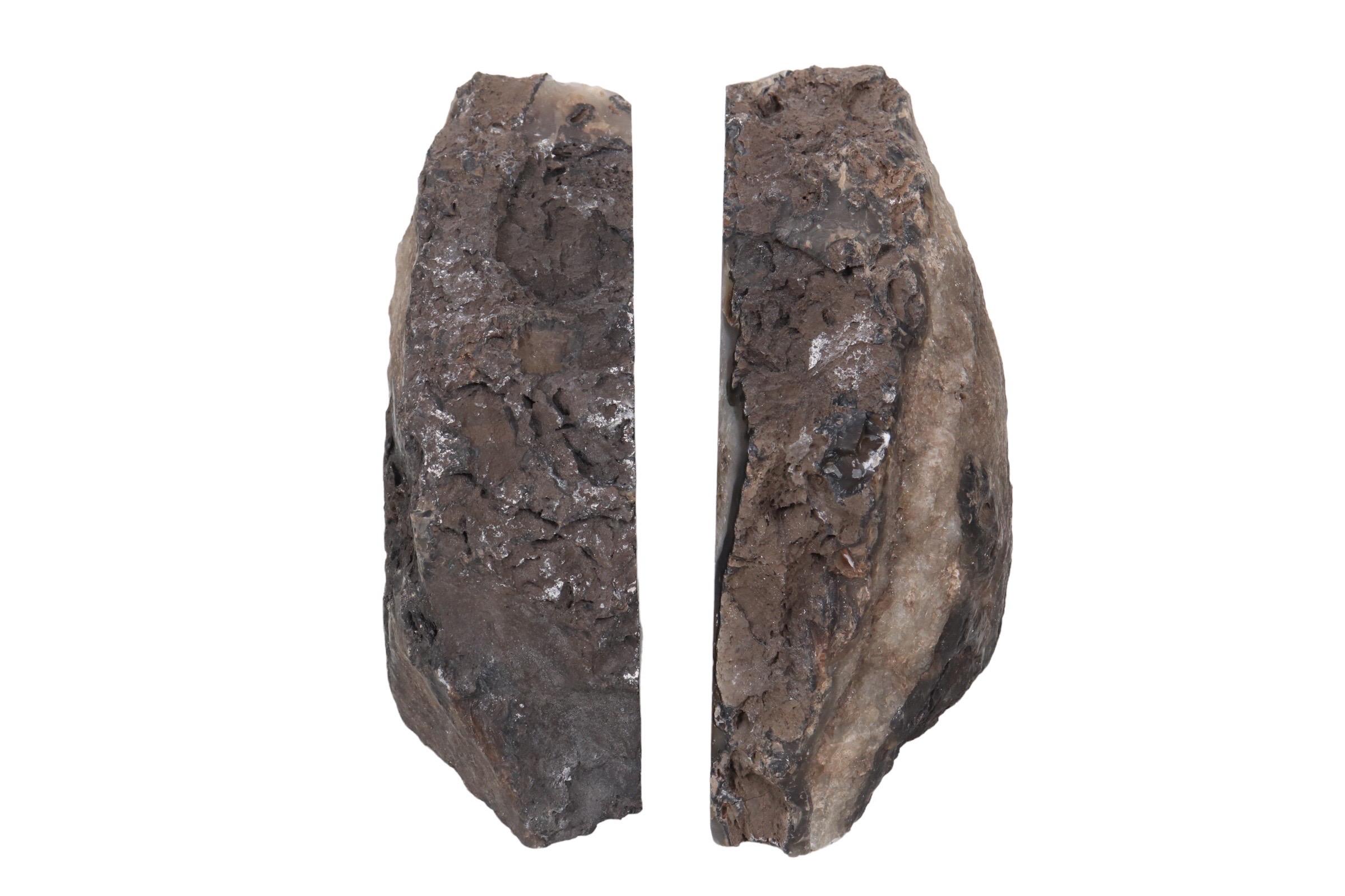 20th Century Polished Geode Bookends, a Pair