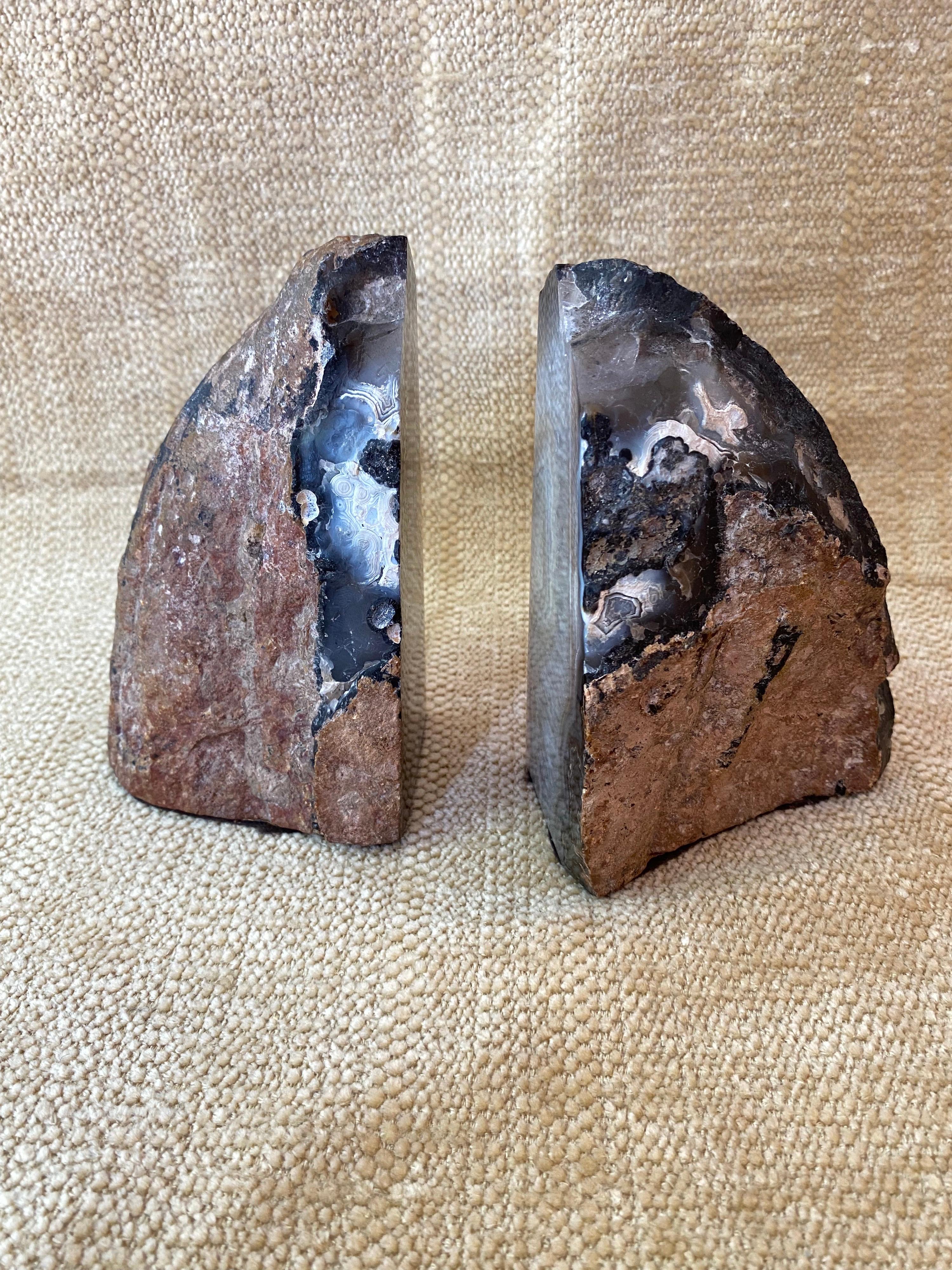 Mid-Century Modern Polished Geode Bookends