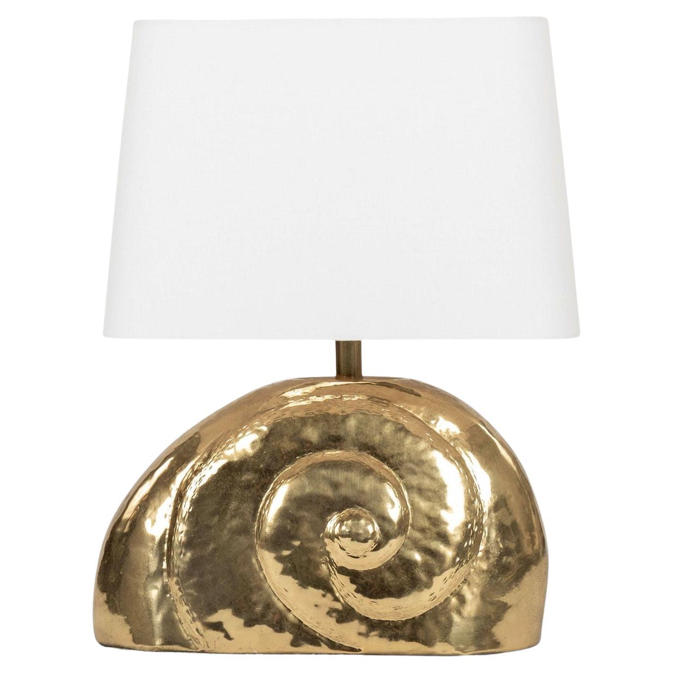 Polished Gilt-Brass Nautilus Lamp For Sale