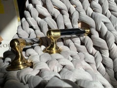 Polished Gold and Chromed Bronze Poignées S4 Handles, Rosettes Serdaneli, Paris
