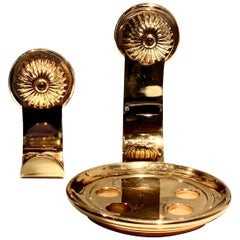 Polished Gold and Tiger’s Eye Toothbrush Holder and Robe Hook by Serdaneli Paris