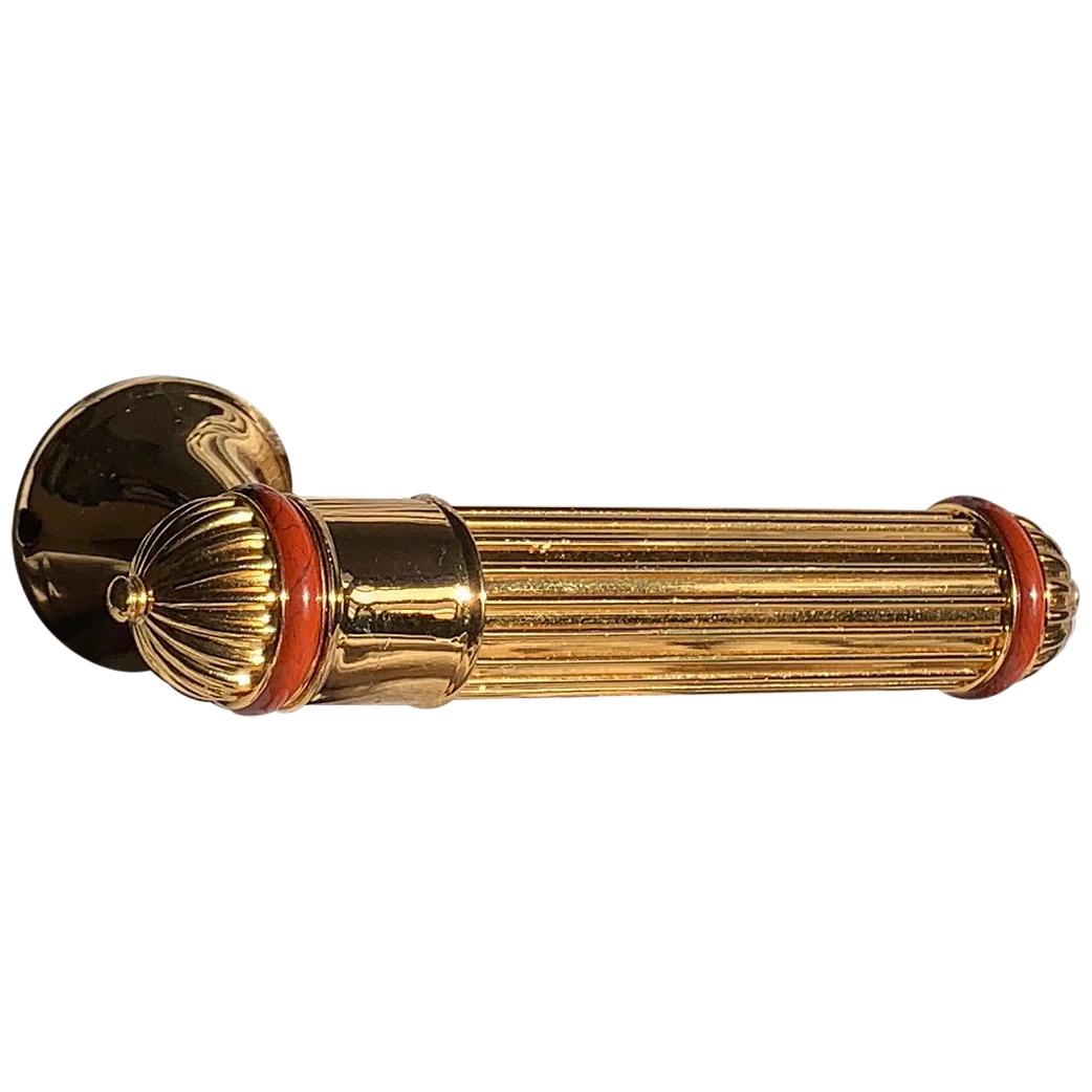 Polished Gold-Clad Bronze and Red Jasper S10 Handle Poignées by Serdaneli, Paris