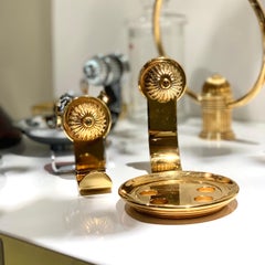 Polished Gold and Tiger’s Eye Toothbrush Holder and Robe Hook by Serdaneli Paris
