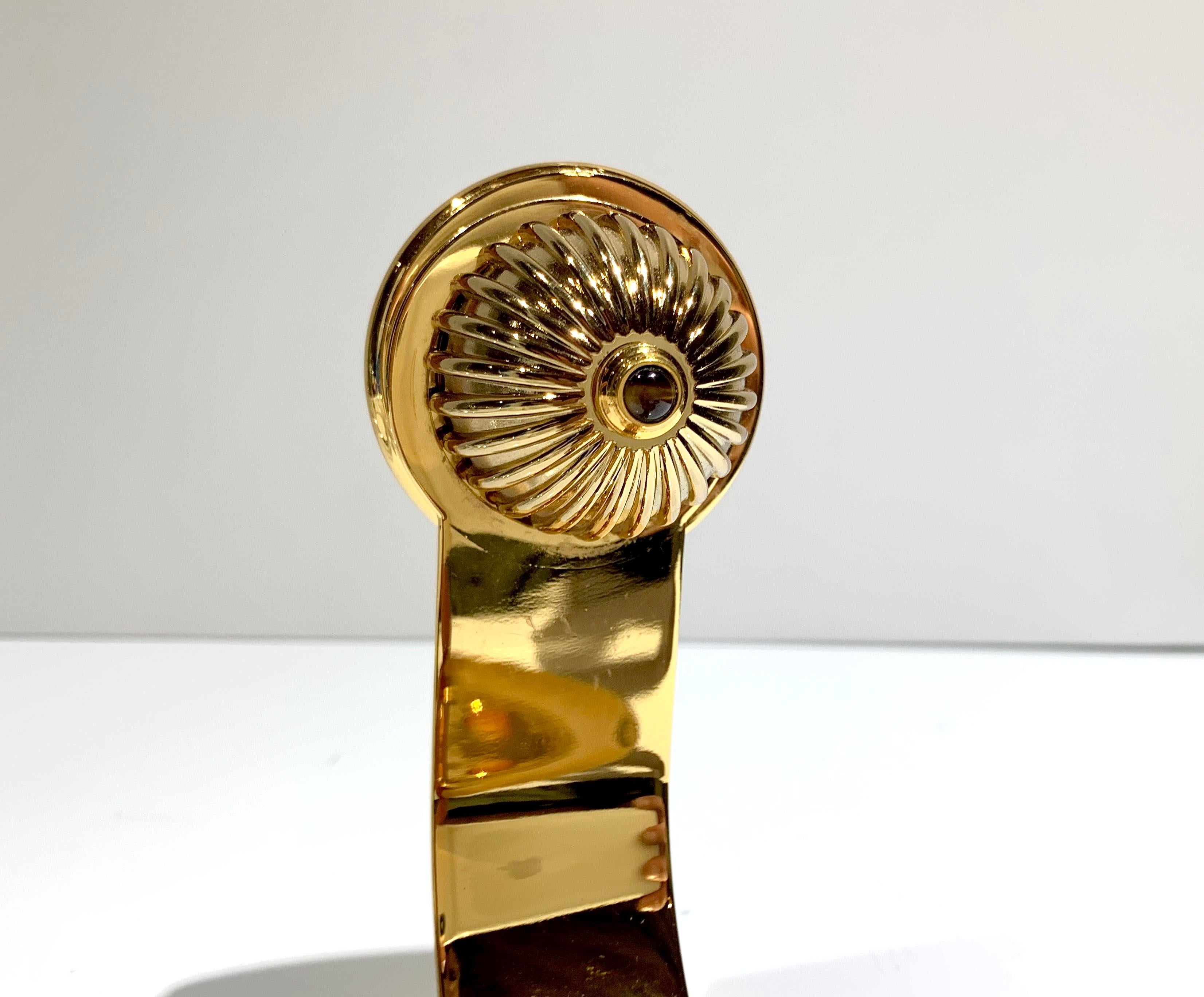 Polished Gold and Tiger’s Eye Toothbrush Holder and Robe Hook by Serdaneli Paris In Good Condition In Brooklyn, NY
