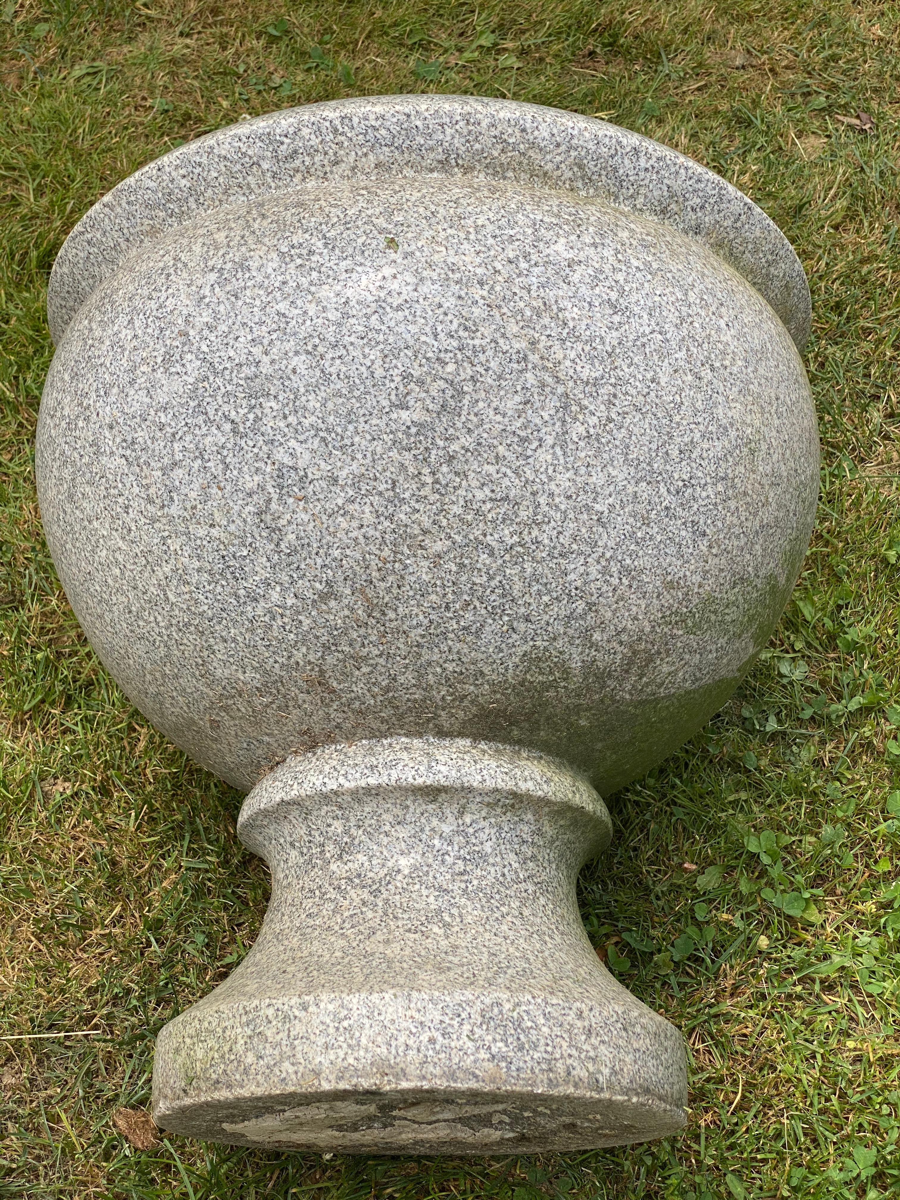 American Polished Granite Planters, a Pair