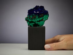 Polished Green intense Malachite with Blue Azurite  Decorative Object