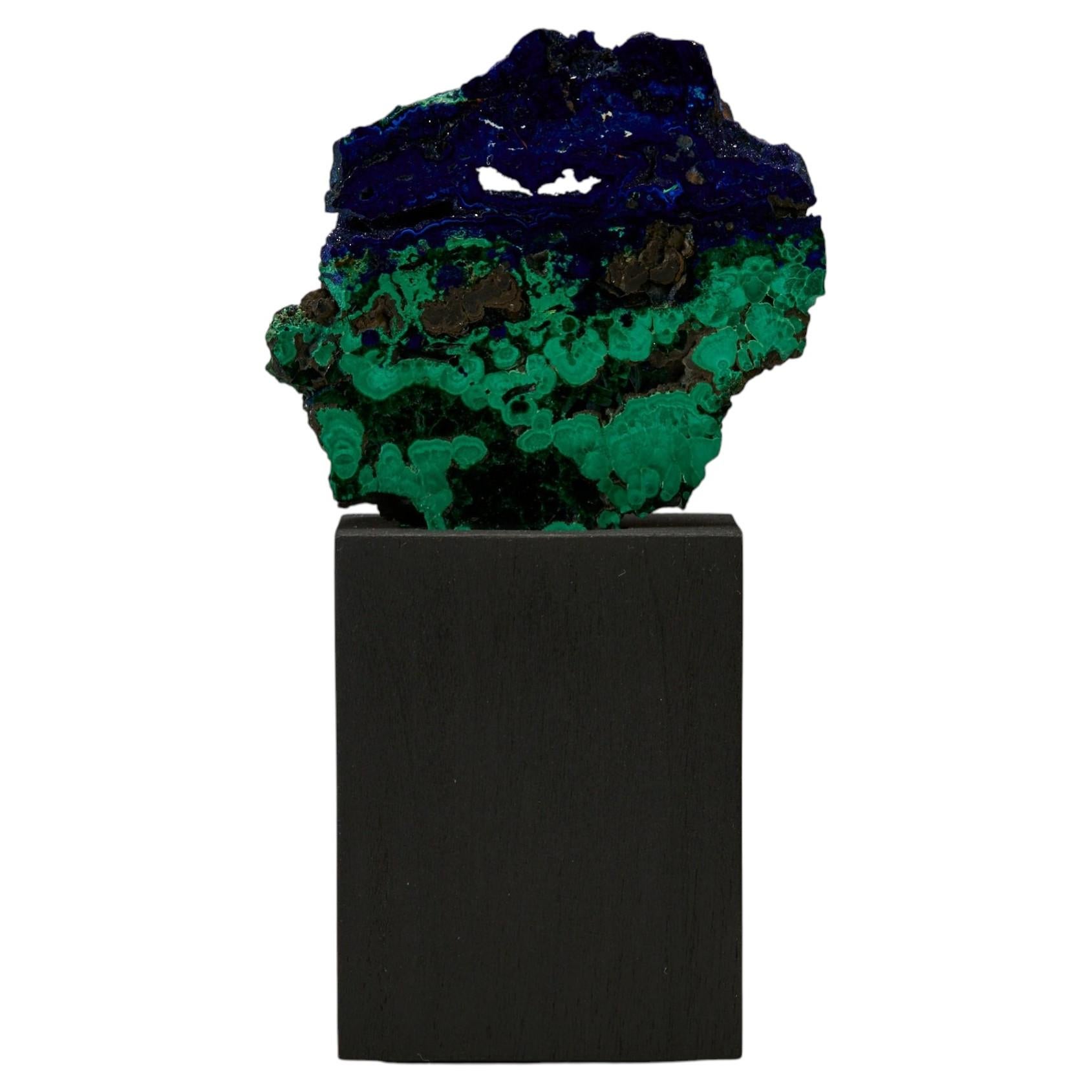Polished Green intense Malachite with Blue Azurite Decorative Object