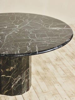Polished Green Marble Round Pedestal Dining Table