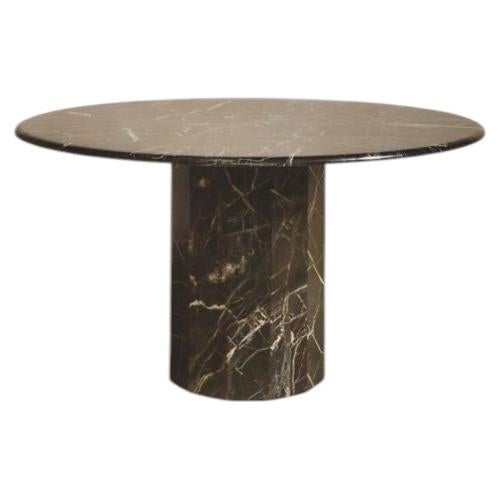 Polished Green Marble Round Pedestal Dining Table