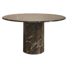 Polished Green Marble Round Pedestal Dining Table