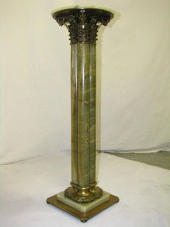 Polished Green Onyx Column / Pedestal, 20th Century