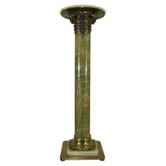 Polished Green Onyx Column / Pedestal, 20th Century