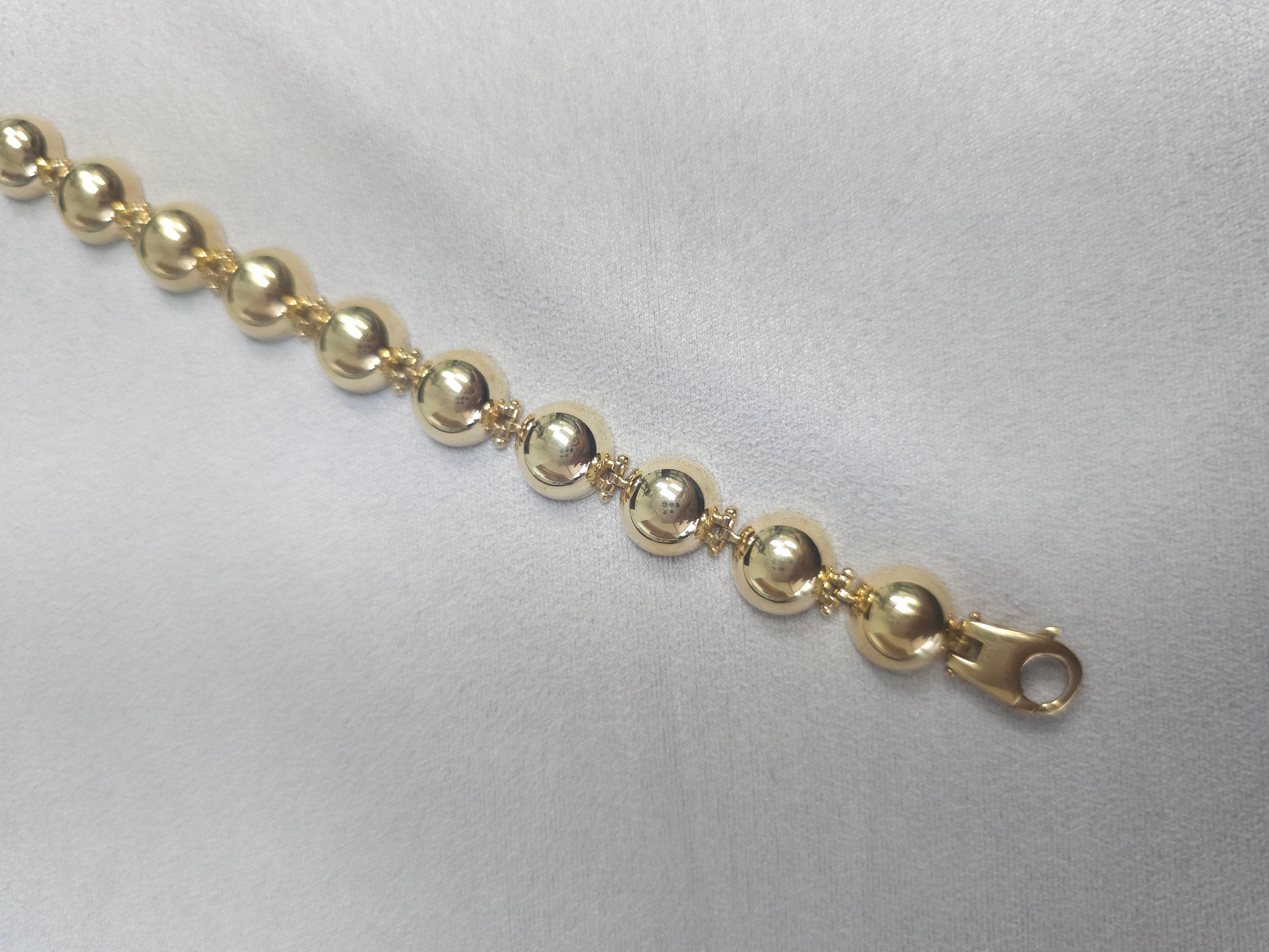 Polierte Halbkugel Kugel Armband 14k Gelbgold für Damen oder Herren im Angebot