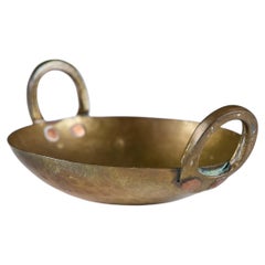 Polished Hammered Brass Bowl with Handles
