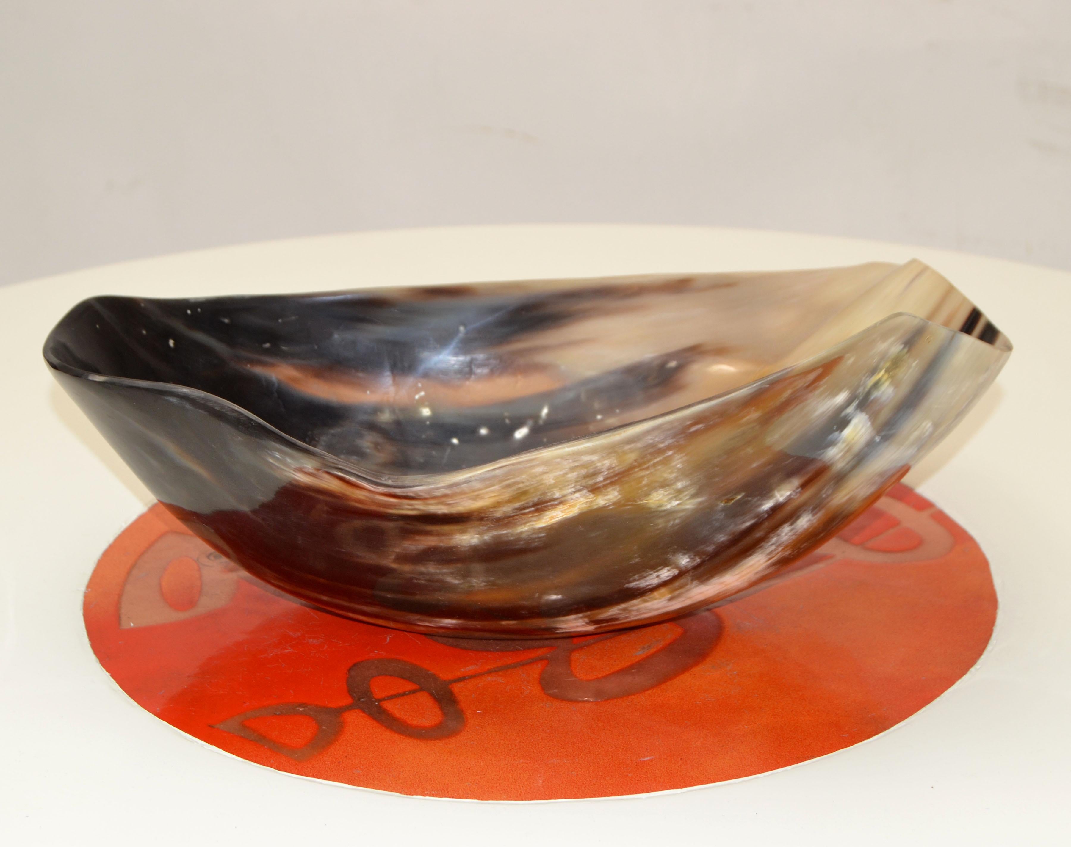 Polished Handmade Horn Bowl, Catchall, Vessel, Centerpiece Mid-Century Modern For Sale 6