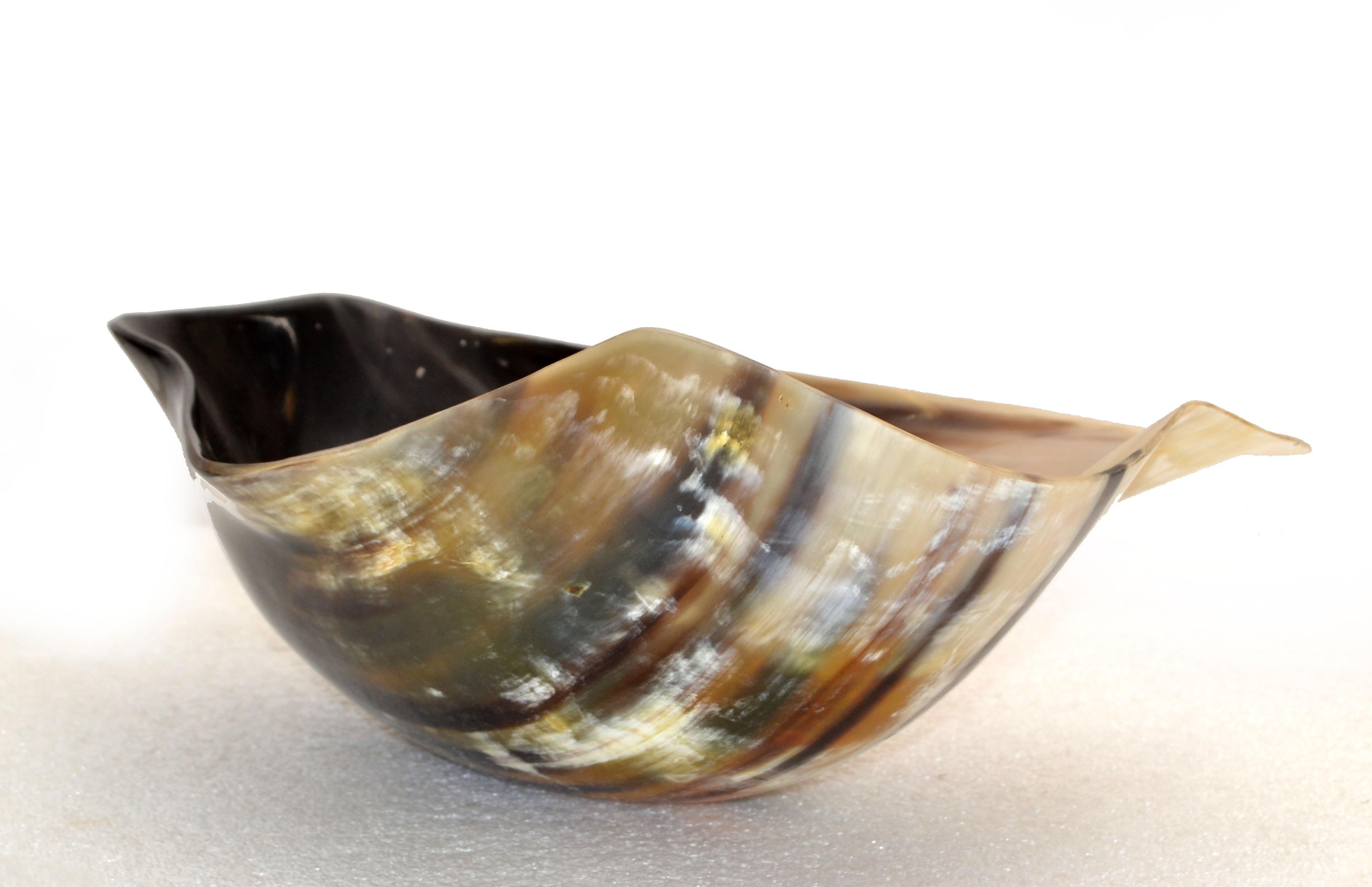 Polished Handmade Horn Bowl, Catchall, Vessel, Centerpiece Mid-Century Modern For Sale 7