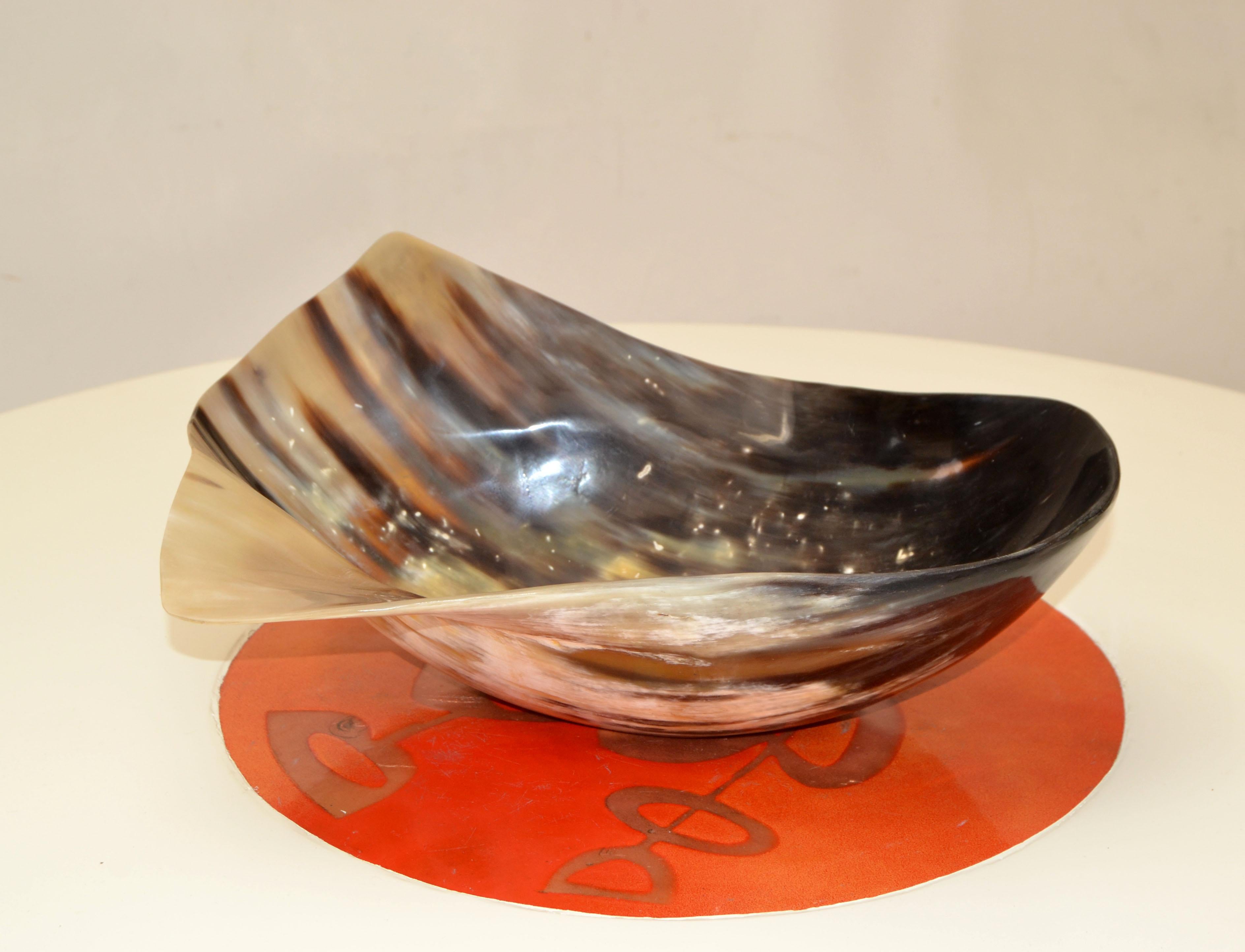 American Polished Handmade Horn Bowl, Catchall, Vessel, Centerpiece Mid-Century Modern For Sale