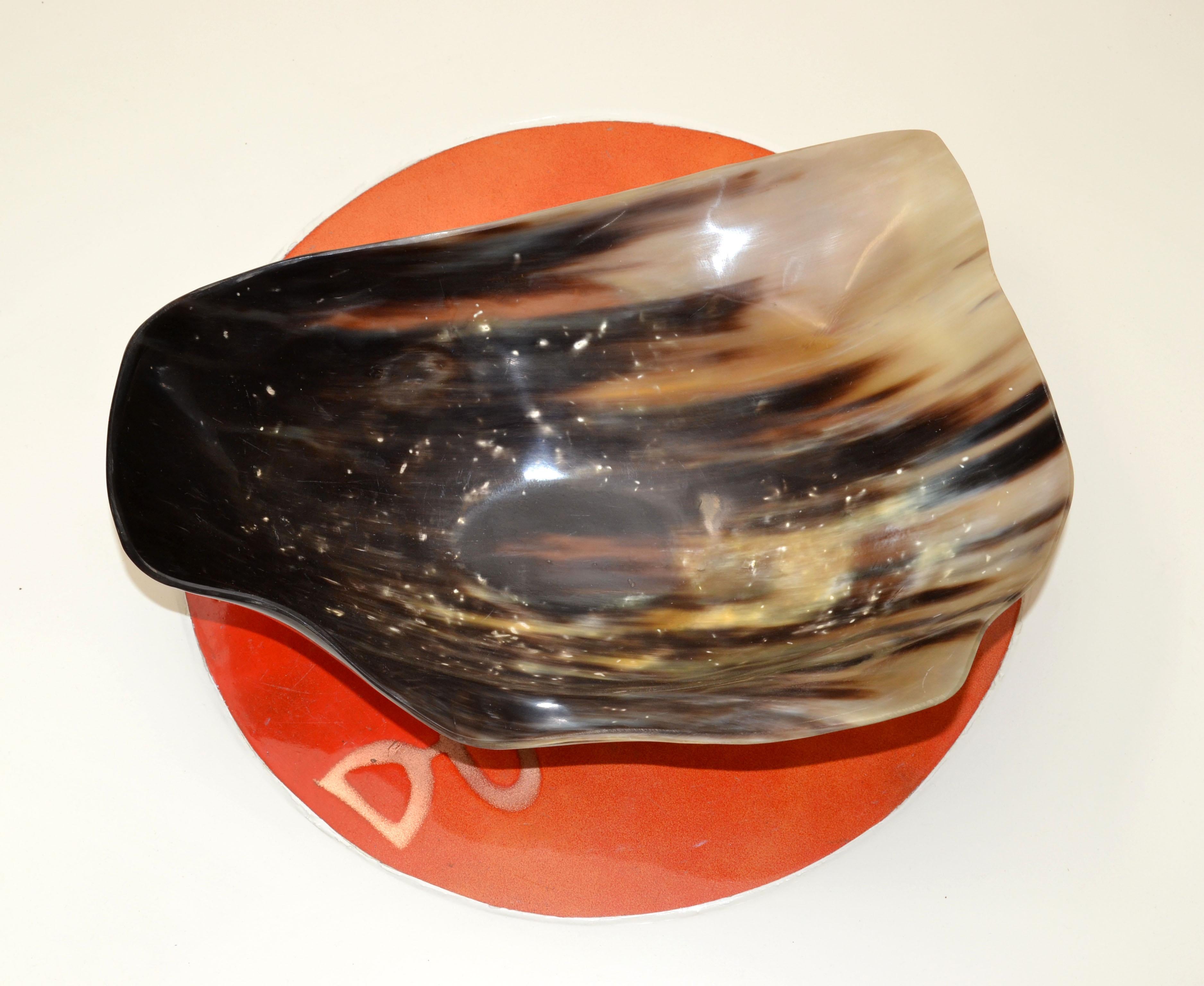 Hand-Crafted Polished Handmade Horn Bowl, Catchall, Vessel, Centerpiece Mid-Century Modern For Sale