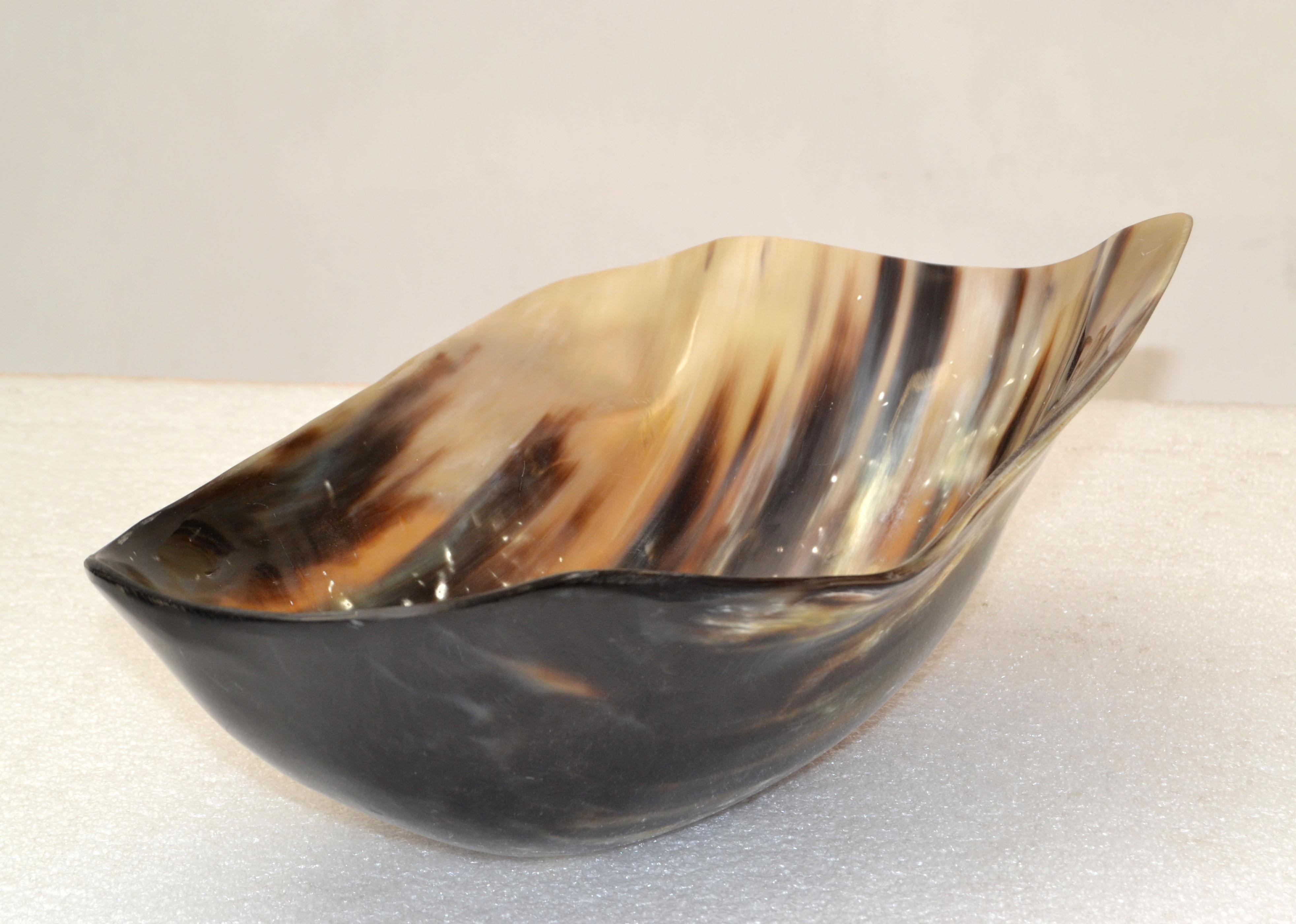 Late 20th Century Polished Handmade Horn Bowl, Catchall, Vessel, Centerpiece Mid-Century Modern For Sale