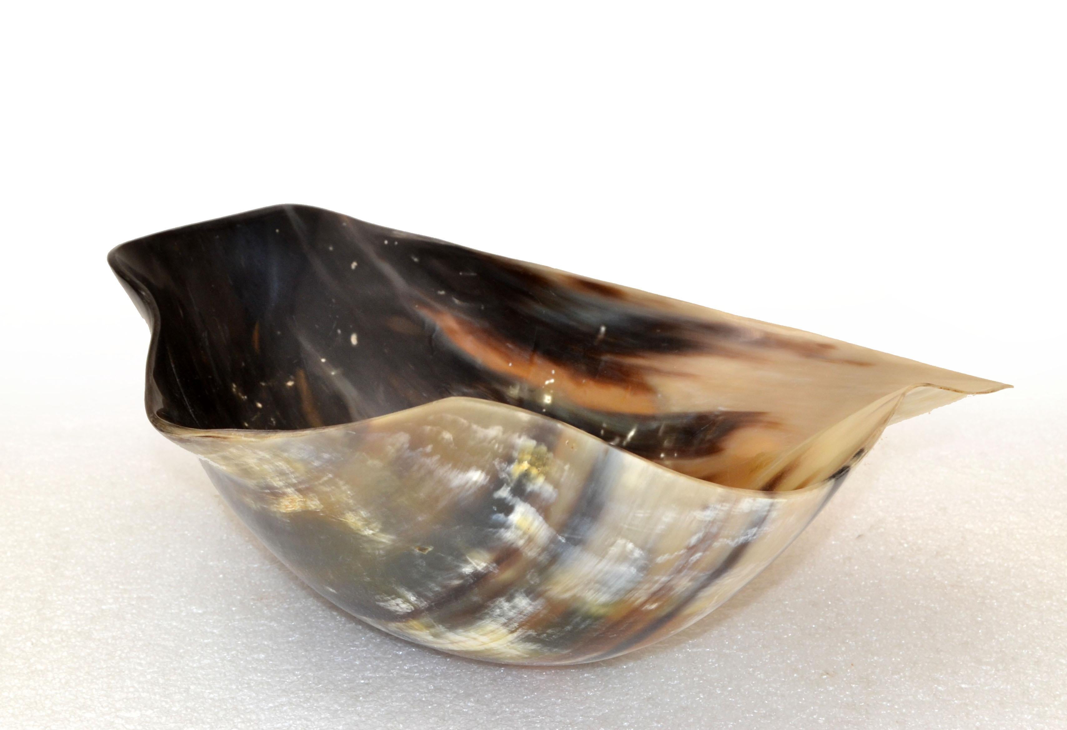 Polished Handmade Horn Bowl, Catchall, Vessel, Centerpiece Mid-Century Modern For Sale 2