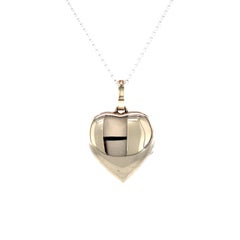 Polished Heart Locket Pendant Necklace 18k White Gold 6 Diamonds 0.09 ct H VS