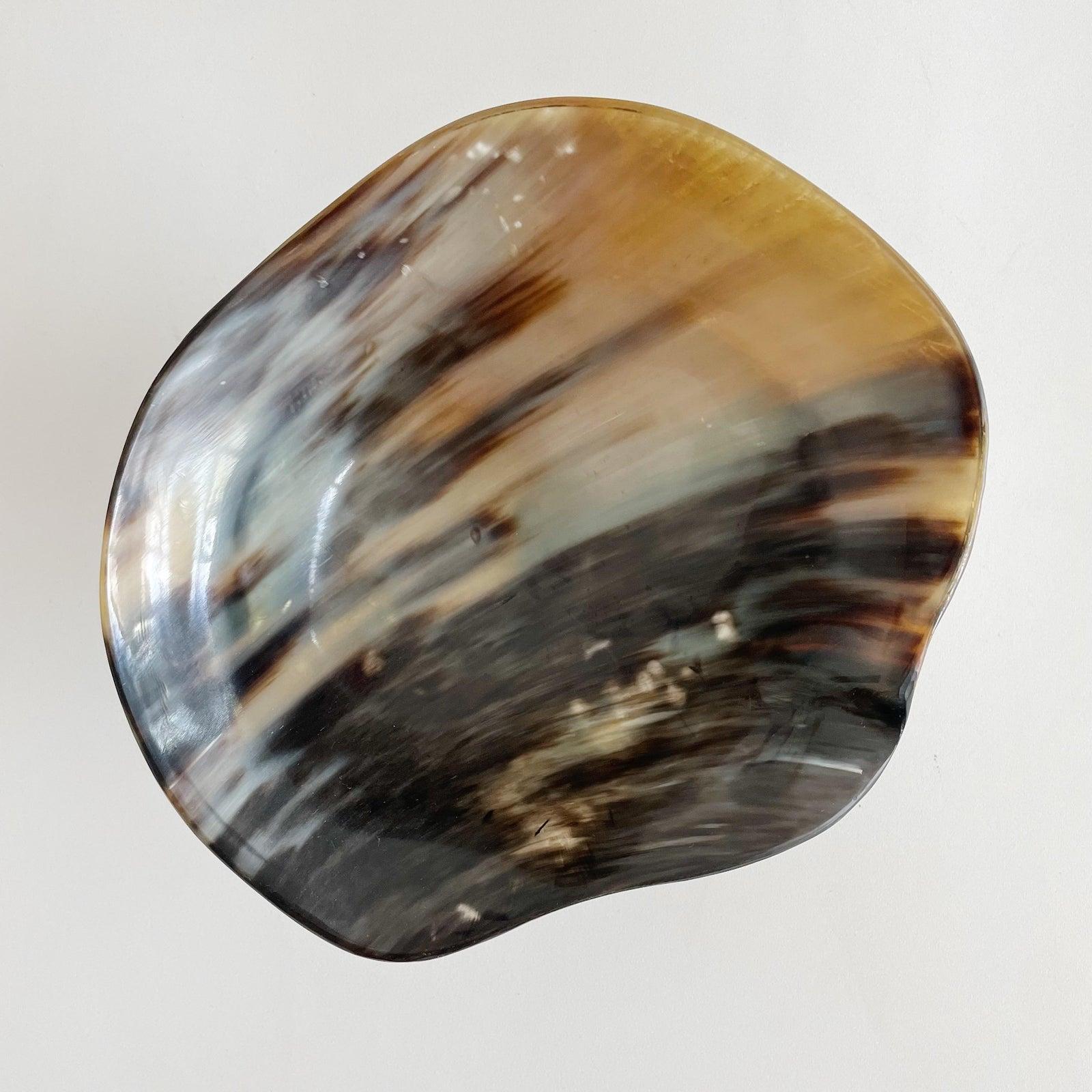 Footed bowl, vide Poche, catchall made from water buffalo Horn, with a polished interior, and the exterior left in its natural state. Unsigned.