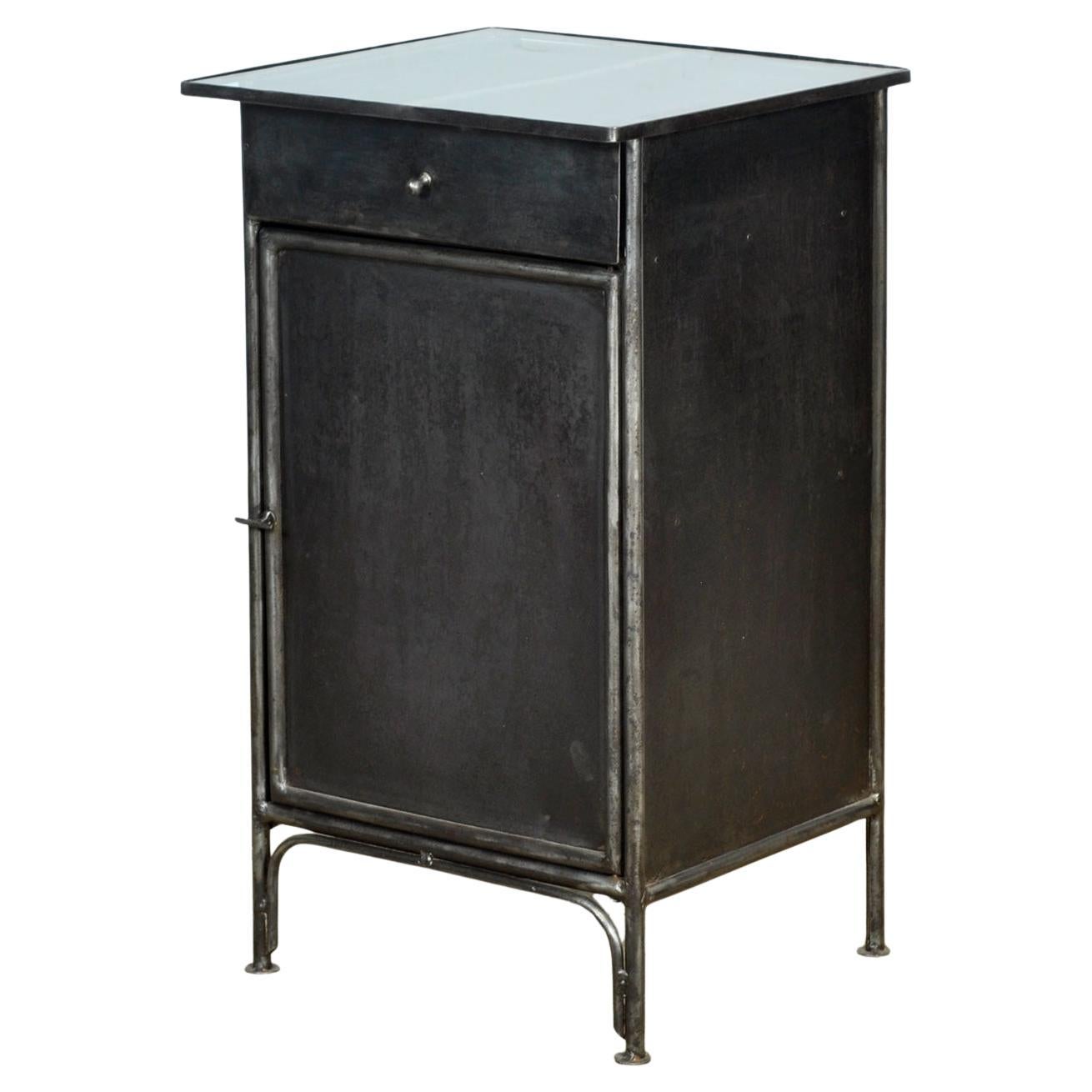 Polished Iron Bedside Table, 1910s
