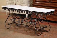 Polished Iron Butcher Pastry Table with Marble Top from France