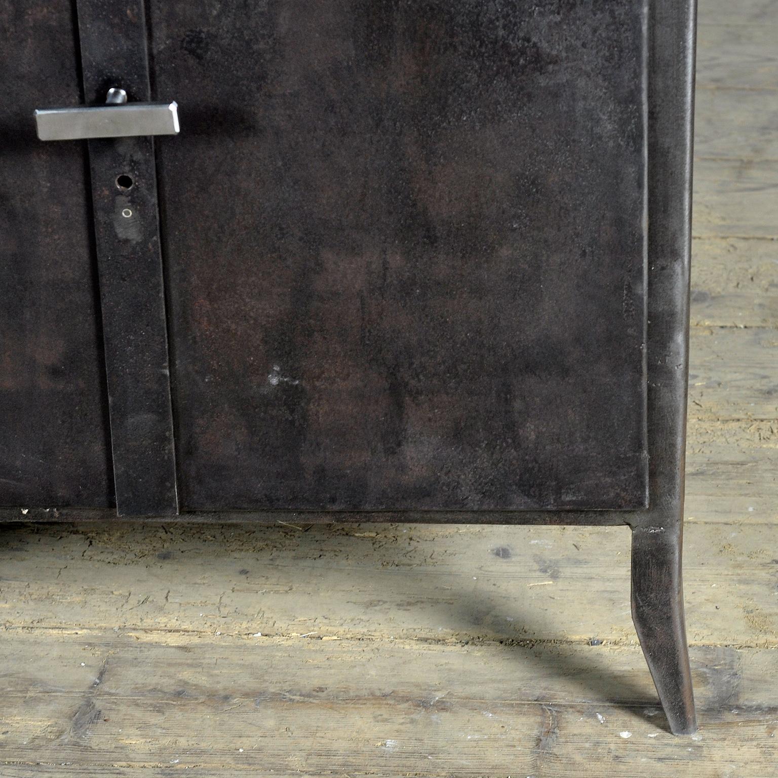 polished iron medical cabinet, 1950’s 3