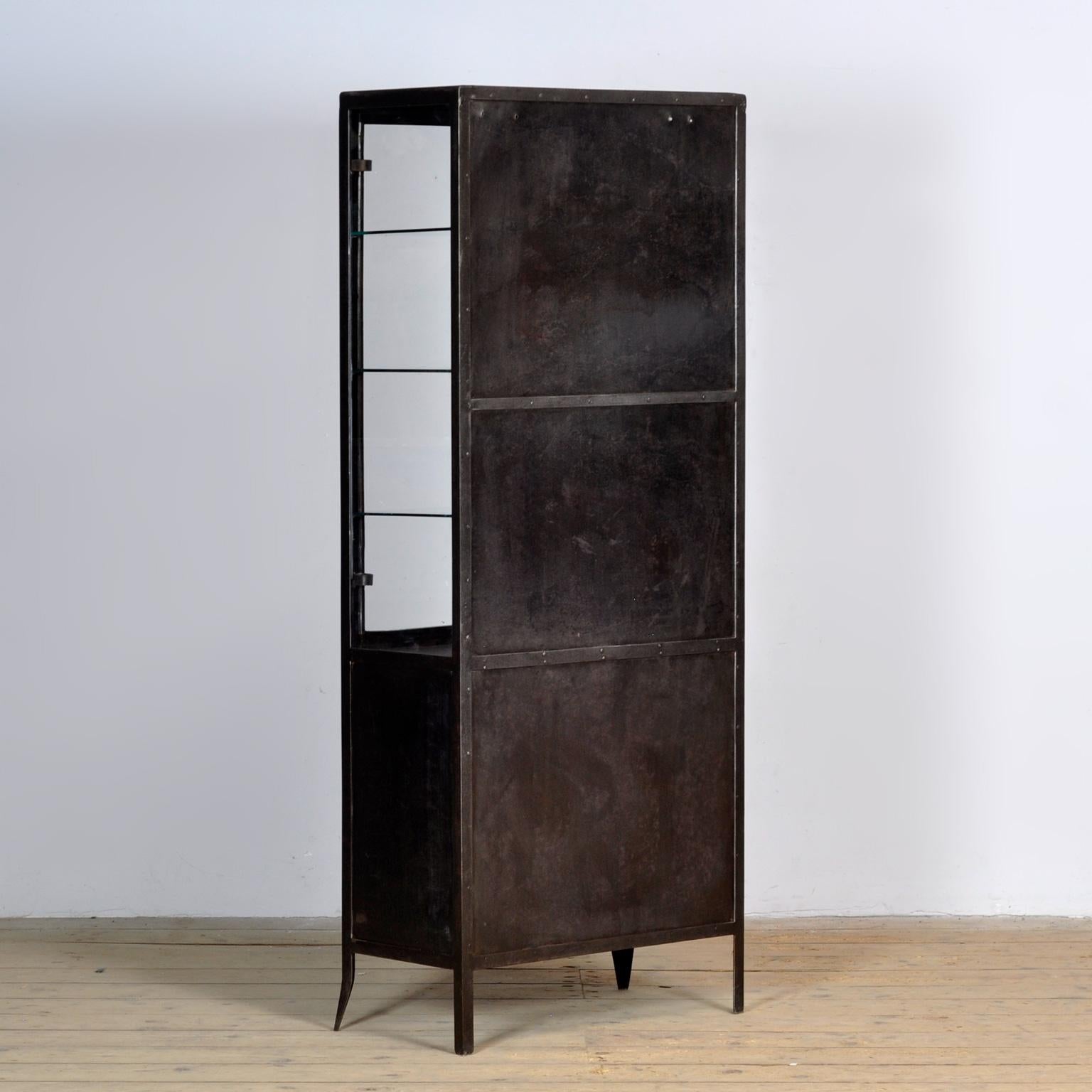 armoire médicale en fer poli, années 1950 3