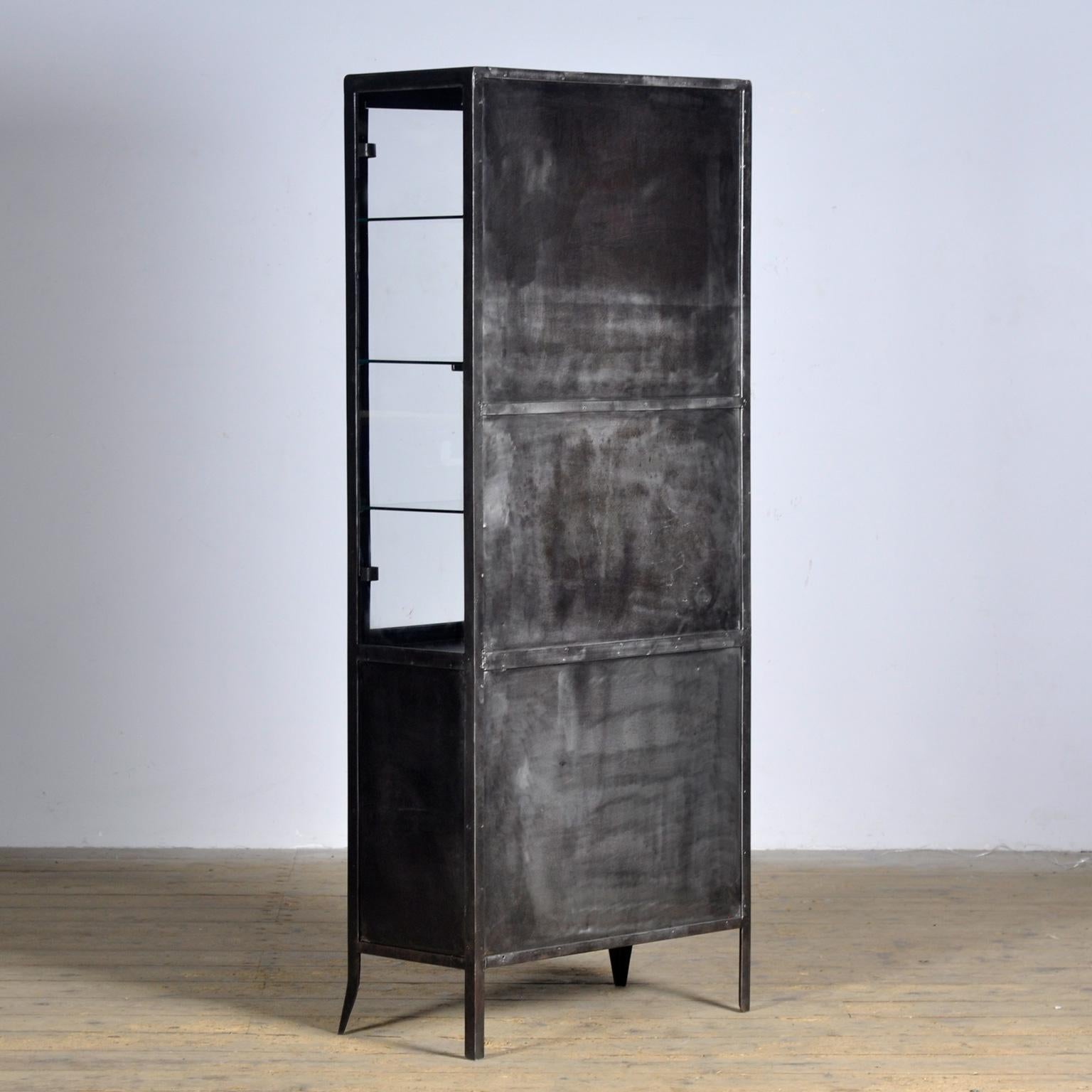 polished iron medical cabinet, 1950’s 4