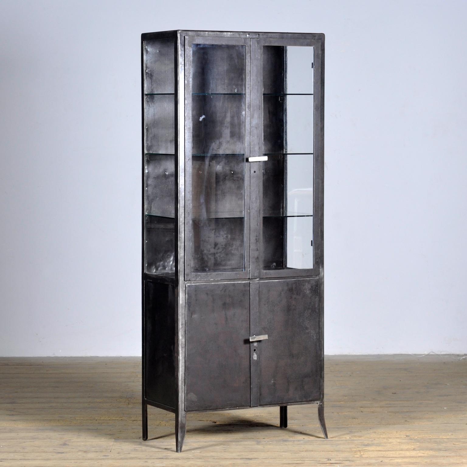 Industrial polished iron medical cabinet, 1950’s