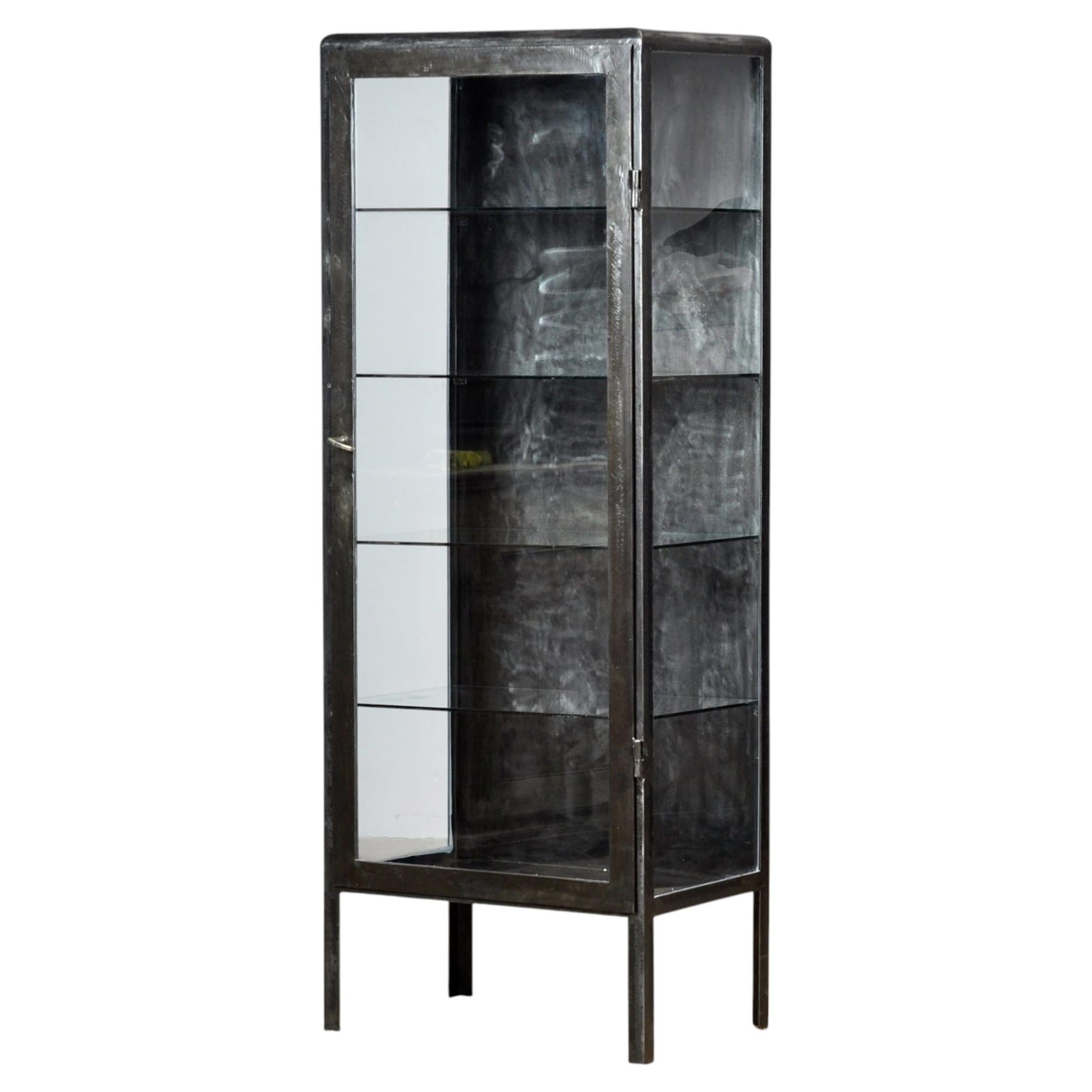 Polished iron medicine cabinet, 1920s For Sale