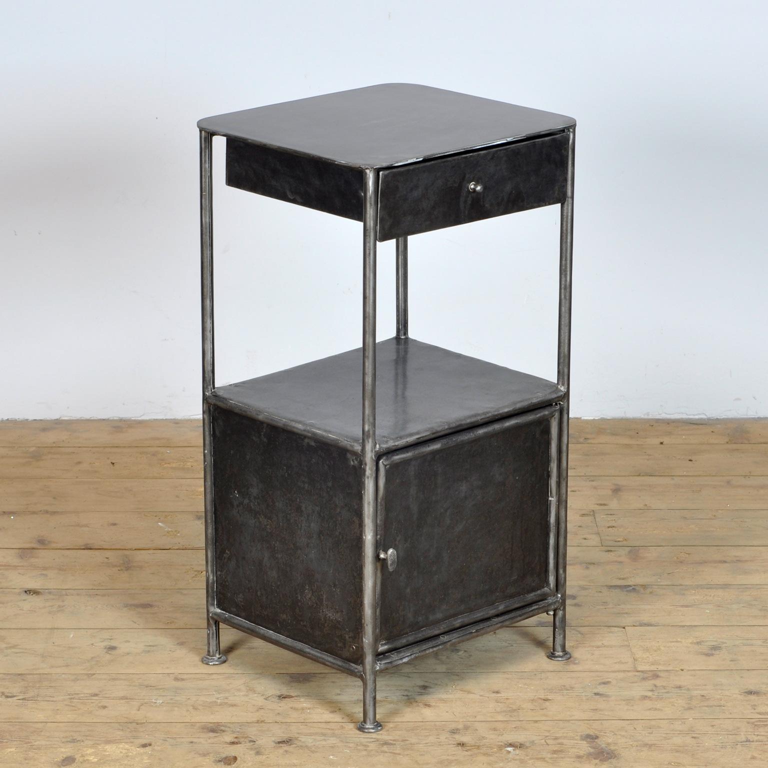 Industrial Polished Iron Nightstand, 1910s