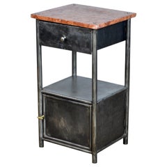 Antique Polished Iron Nightstand, 1920s
