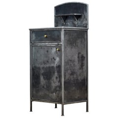 Polished Iron Nightstand with Brass Details, 1910's