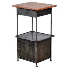 Polished Iron Nightstand with Marble Top, 1910's