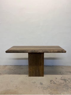Polished Italian Travertine Bullnose Console Table, Italy 1970s