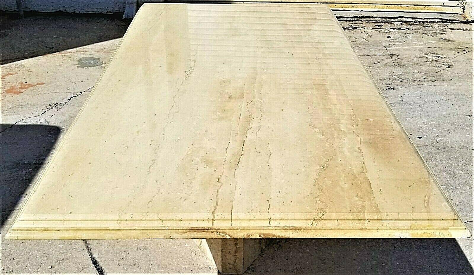 Mid-Century Modern Polished Italian Travertine Marble Dining Table For Sale