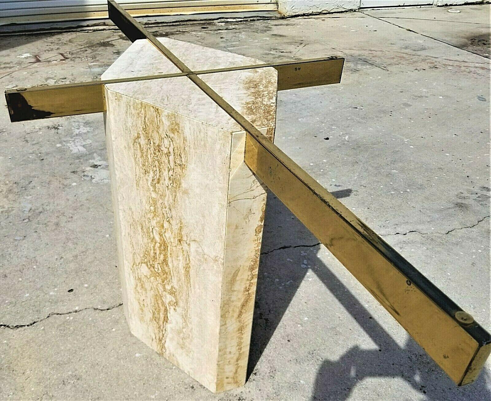 Polished Italian Travertine Marble Dining Table In Good Condition For Sale In Lake Worth, FL