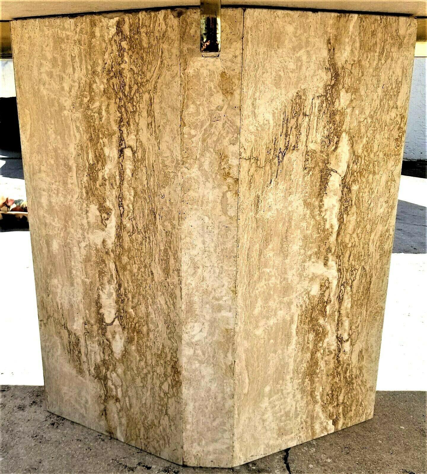 Polished Italian Travertine Marble Dining Table For Sale 3