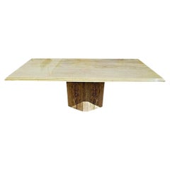 Polished Italian Travertine Marble Dining Table