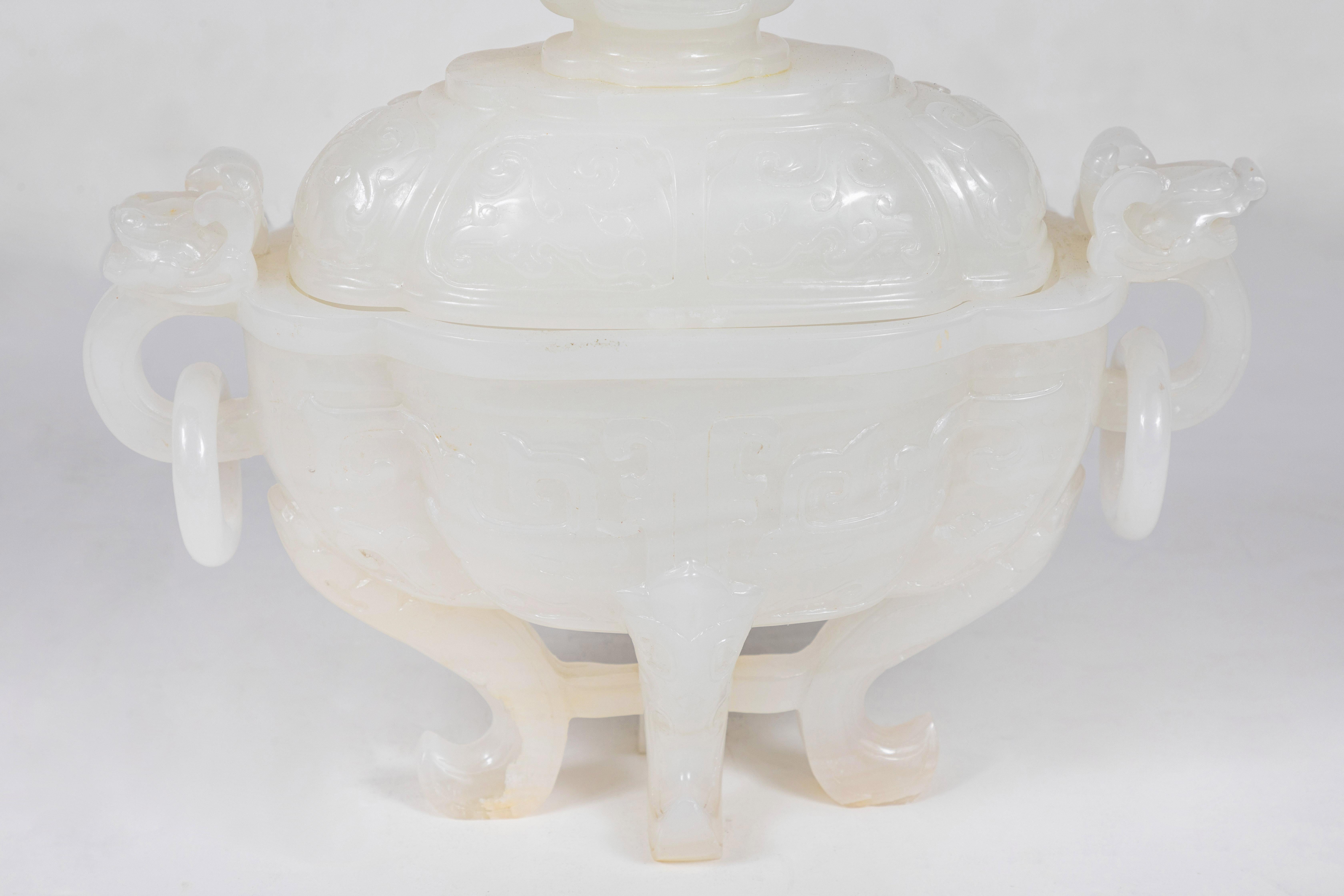 Polished Jade, Covered Urn In Good Condition In Newport Beach, CA