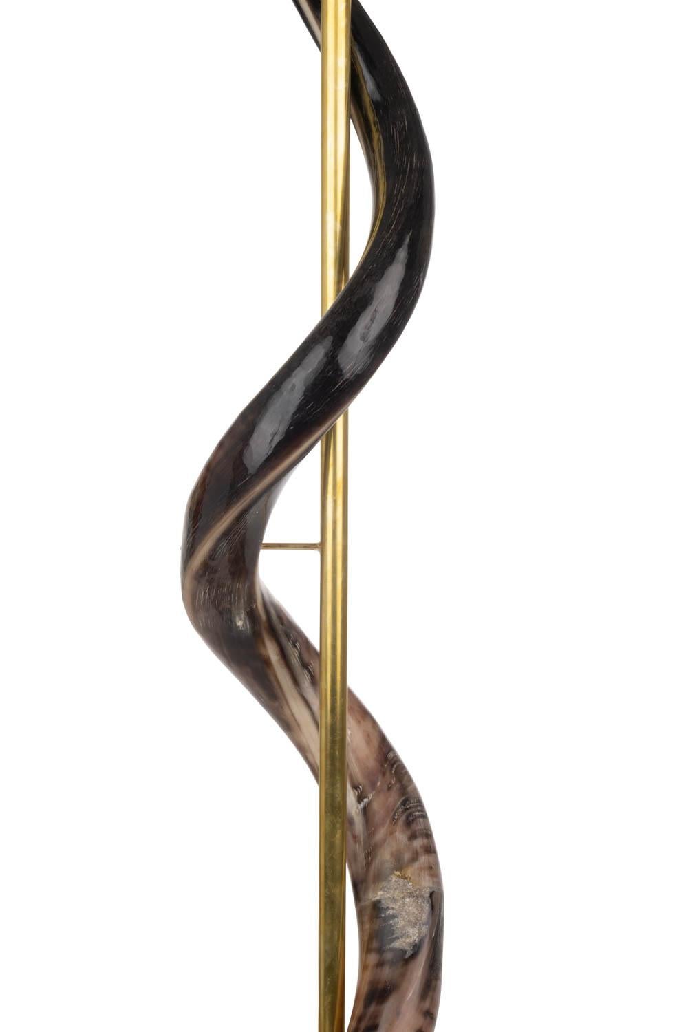 South African Standing Lamp-Polished Kudu Horn Single Twist  For Sale